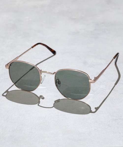 ウェリントン型カラーレンズメタルフレーム UVカットサングラス