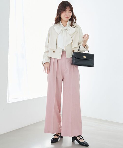 MAJESTIC LEGON（マジェスティックレゴン）の「センタープレスタックワイドパンツ（その他パンツ・レディース・ピンク/キャメル/グレー/ブラック・SMALL/MEDIUM）」の6枚目の写真