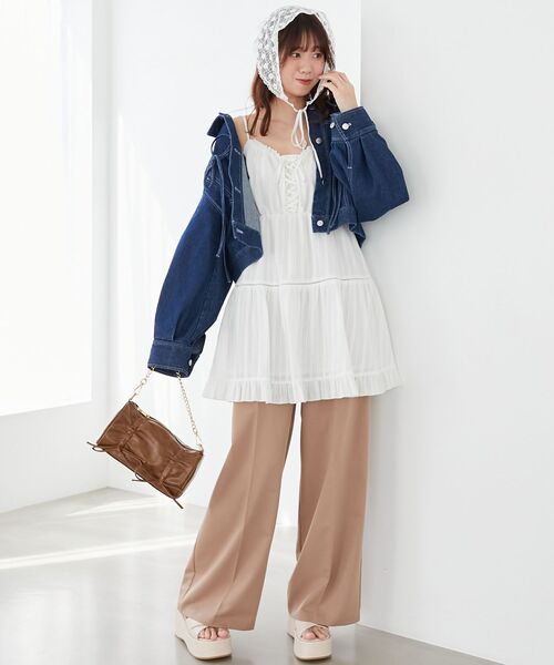 MAJESTIC LEGON（マジェスティックレゴン）の「センタープレスタックワイドパンツ（その他パンツ・レディース・ピンク/キャメル/グレー/ブラック・SMALL/MEDIUM）」の14枚目の写真