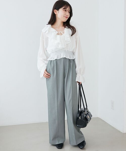 MAJESTIC LEGON（マジェスティックレゴン）の「センタープレスタックワイドパンツ（その他パンツ・レディース・ピンク/キャメル/グレー/ブラック・SMALL/MEDIUM）」の20枚目の写真