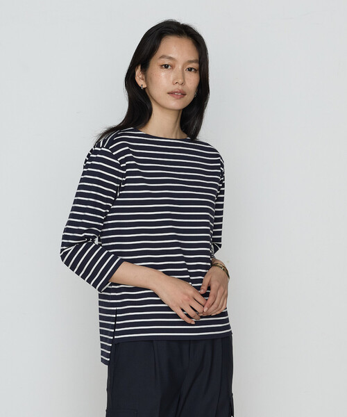 COMME CA（コムサ）の「コットンスーピマボーダー カットソー（Tシャツ/カットソー・レディース・ホワイト/ネイビー・9号）」の2枚目の写真