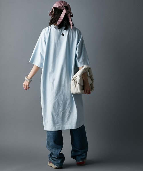 GEVS.（ジェイヴィス）の「綿100％Tシャツワンピース＜大きいサイズ有＞GEVS.（ワンピース・レディース・ベージュ系/サックスブルー・M/L/LL/3L/4L/5L）」の5枚目の写真