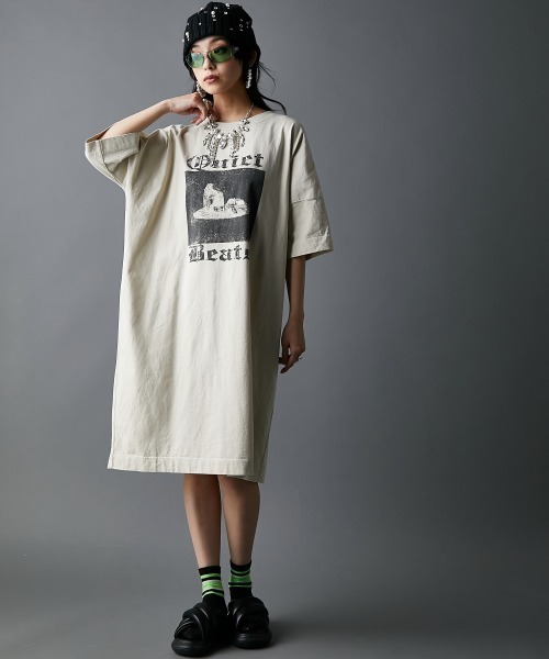 GEVS.（ジェイヴィス）の「綿100％Tシャツワンピース＜大きいサイズ有＞GEVS.（ワンピース・レディース・ベージュ系/サックスブルー・M/L/LL/3L/4L/5L）」の6枚目の写真