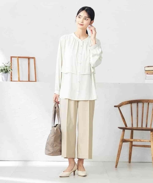 a.v.v（アーヴェヴェ）の「【洗える/ストレッチ/UVカット】麻調ストレッチクロップドパンツ（スーツパンツ・レディース・グレー/ベージュ/ネイビー・36/38/40/34/42）」の22枚目の写真