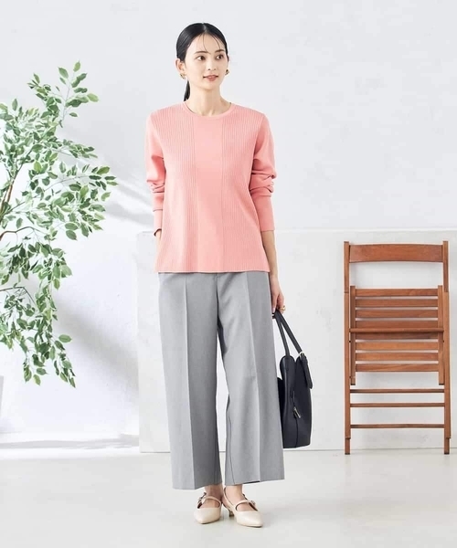 a.v.v（アーヴェヴェ）の「【洗える/ストレッチ/UVカット】麻調ストレッチクロップドパンツ（スーツパンツ・レディース・グレー/ベージュ/ネイビー・36/38/40/34/42）」の19枚目の写真