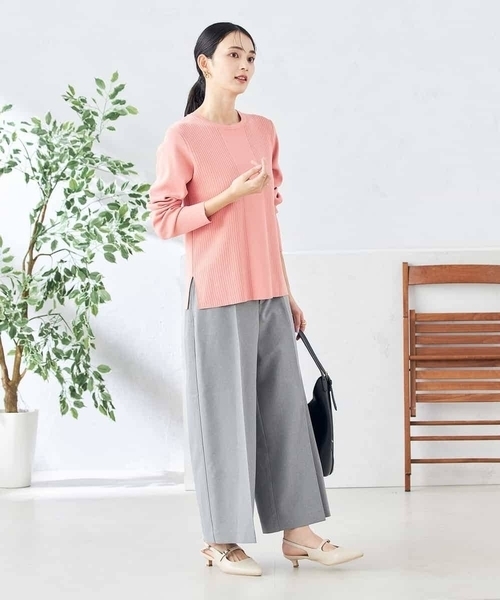 a.v.v（アーヴェヴェ）の「【洗える/ストレッチ/UVカット】麻調ストレッチクロップドパンツ（スーツパンツ・レディース・グレー/ベージュ/ネイビー・36/38/40/34/42）」の18枚目の写真