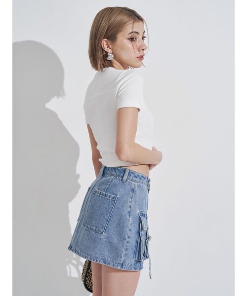 EVRIS（エヴリス）の「カーゴベルトデニムミニスカート（デニムスカート・レディース・ブルー/ブラック・MEDIUM/SMALL）」の7枚目の写真