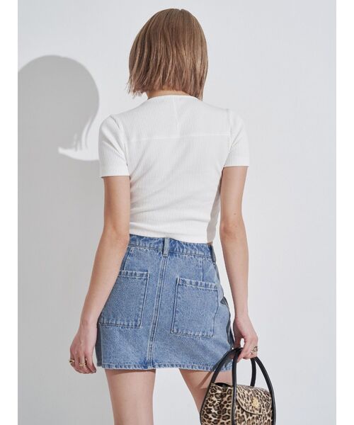 EVRIS（エヴリス）の「カーゴベルトデニムミニスカート（デニムスカート・レディース・ブルー/ブラック・MEDIUM/SMALL）」の8枚目の写真