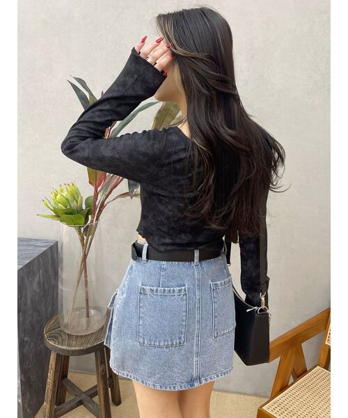 EVRIS（エヴリス）の「カーゴベルトデニムミニスカート（デニムスカート・レディース・ブルー/ブラック・MEDIUM/SMALL）」の13枚目の写真