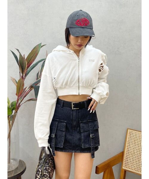 EVRIS（エヴリス）の「カーゴベルトデニムミニスカート（デニムスカート・レディース・ブルー/ブラック・MEDIUM/SMALL）」の18枚目の写真