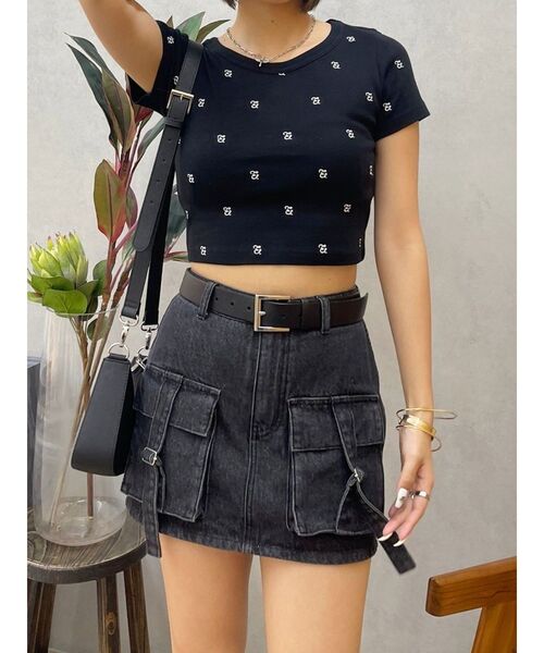 EVRIS（エヴリス）の「カーゴベルトデニムミニスカート（デニムスカート・レディース・ブルー/ブラック・MEDIUM/SMALL）」の22枚目の写真