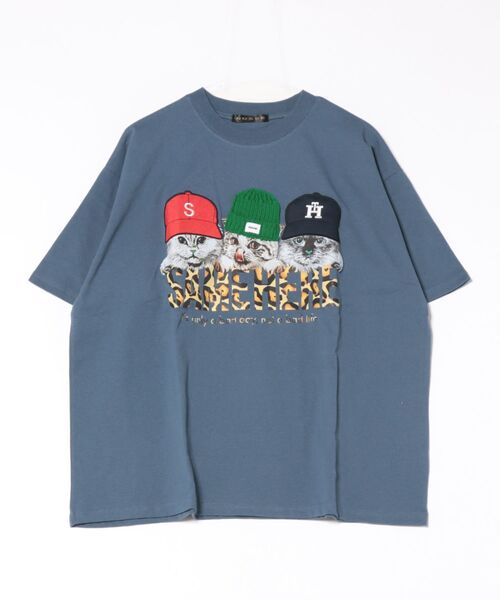 セール】帽子ネコプリントTシャツ／ルーズ×フォトデザイン（T