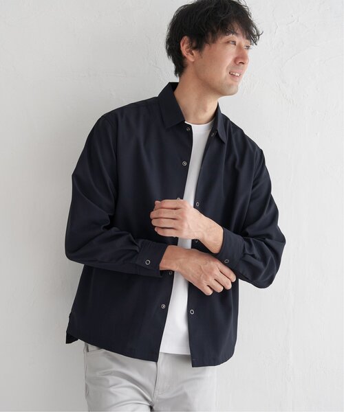 ikka(イッカ)の「【吸水速乾】イージーケアリネンライクシャウター(シャツ/ブラウス・メンズ・ネイビー/オリーブ・M/L/XL/S)」の3枚目の写真