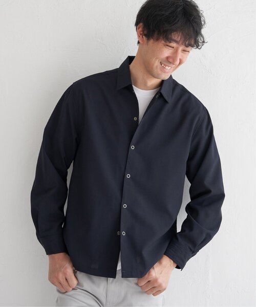 ikka(イッカ)の「【吸水速乾】イージーケアリネンライクシャウター(シャツ/ブラウス・メンズ・ネイビー/オリーブ・M/L/XL/S)」の4枚目の写真