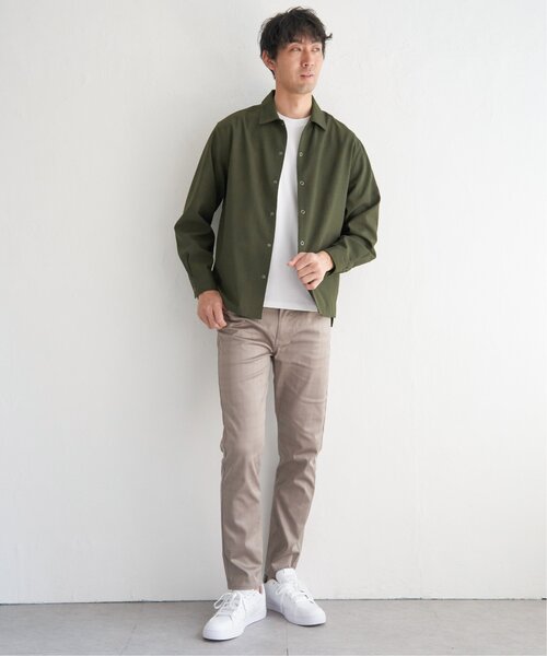 ikka(イッカ)の「【吸水速乾】イージーケアリネンライクシャウター(シャツ/ブラウス・メンズ・ネイビー/オリーブ・M/L/XL/S)」の8枚目の写真