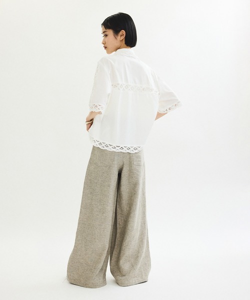 ADAM ET ROPE'(アダムエロペ)の「リネンタックパンツ(その他パンツ・レディース・ブラック/ベージュ・36/38)」の4枚目の写真