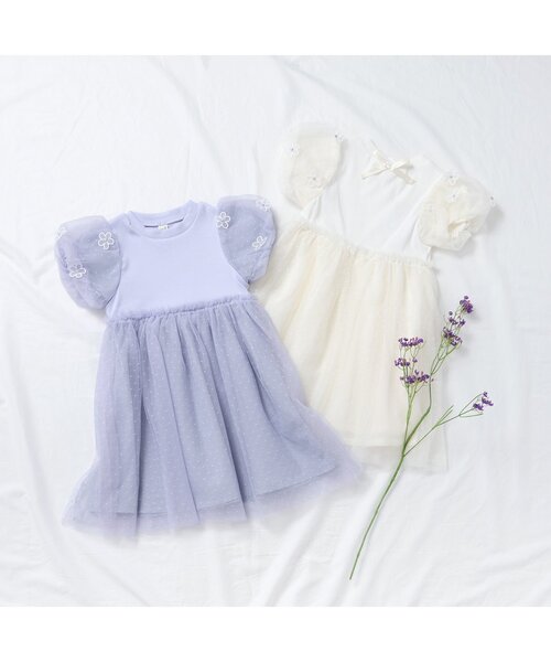 apres les cours（アプレレクール）の「【リンク/ジュニア対応】フラワーチュールドッキングワンピース（ワンピース・キッズ・ラベンダー/アイボリー・80/90/100/110/120/130/140）」の8枚目の写真