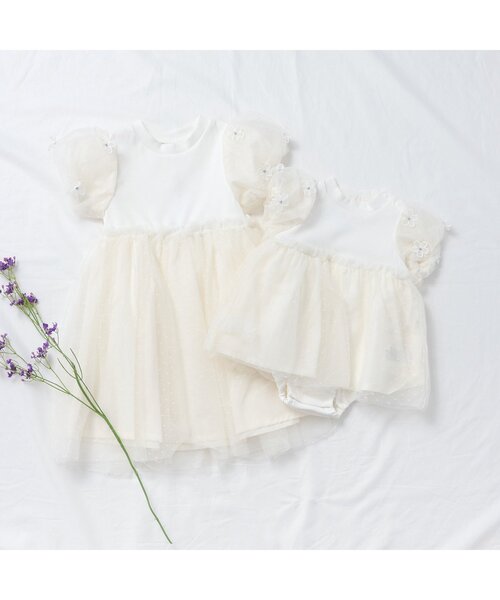 apres les cours（アプレレクール）の「【リンク/ジュニア対応】フラワーチュールドッキングワンピース（ワンピース・キッズ・ラベンダー/アイボリー・80/90/100/110/120/130/140）」の9枚目の写真