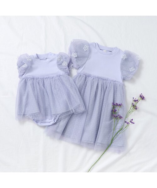 apres les cours（アプレレクール）の「【リンク/ジュニア対応】フラワーチュールドッキングワンピース（ワンピース・キッズ・ラベンダー/アイボリー・80/90/100/110/120/130/140）」の10枚目の写真