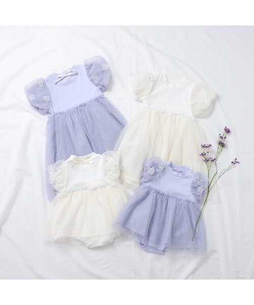 apres les cours（アプレレクール）の「【リンク/ジュニア対応】フラワーチュールドッキングワンピース（ワンピース・キッズ・ラベンダー/アイボリー・80/90/100/110/120/130/140）」の11枚目の写真