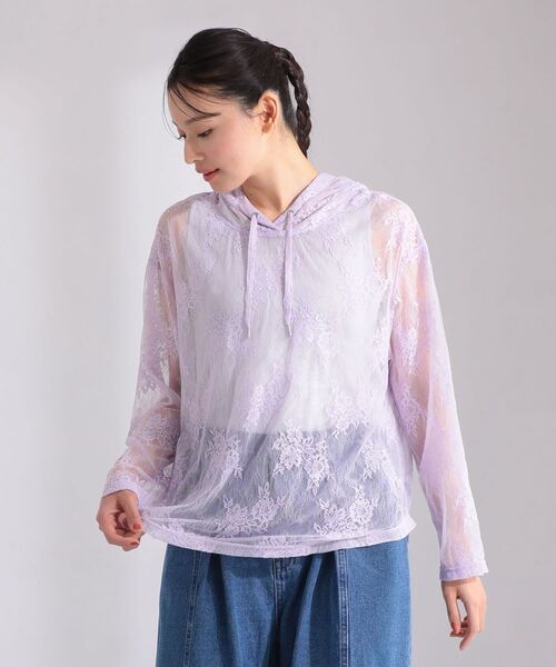 Sugar spoon（シュガースプーン）の「・SUGAR SPOON シアーレースフーディー（パーカー・レディース・ブラック/ラベンダー/アイボリー・FREE）」の3枚目の写真