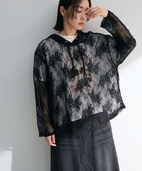 Sugar spoon（シュガースプーン）の「・SUGAR SPOON シアーレースフーディー（パーカー・レディース・ブラック/ラベンダー/アイボリー・FREE）」の4枚目の写真