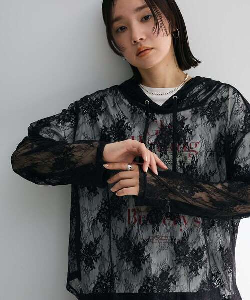 Sugar spoon（シュガースプーン）の「・SUGAR SPOON シアーレースフーディー（パーカー・レディース・ブラック/ラベンダー/アイボリー・FREE）」の10枚目の写真