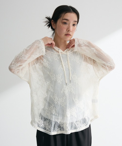 Sugar spoon（シュガースプーン）の「・SUGAR SPOON シアーレースフーディー（パーカー・レディース・ブラック/ラベンダー/アイボリー・FREE）」の2枚目の写真