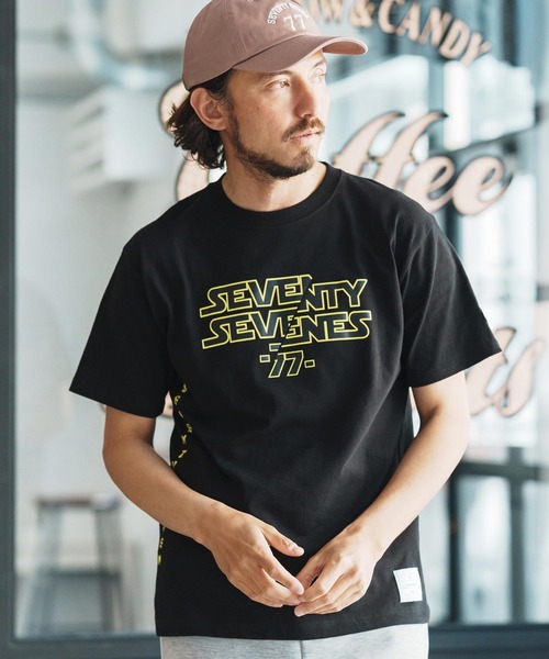 seventy seven(セブンティセブン)の「mt9667-middle onz S-S t-shirts (77universe) Tシャツ(Tシャツ/カットソー・メンズ・ブルー系その他/ホワイト/ブラック・S/M/L/XL)」の1枚目の写真