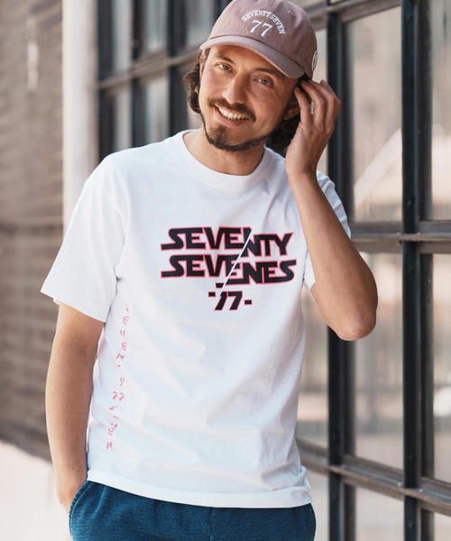 seventy seven(セブンティセブン)の「mt9667-middle onz S-S t-shirts (77universe) Tシャツ(Tシャツ/カットソー・メンズ・ブルー系その他/ホワイト/ブラック・S/M/L/XL)」の5枚目の写真