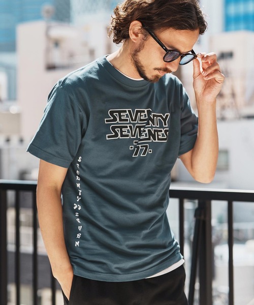 seventy seven(セブンティセブン)の「mt9667-middle onz S-S t-shirts (77universe) Tシャツ(Tシャツ/カットソー・メンズ・ブルー系その他/ホワイト/ブラック・S/M/L/XL)」の12枚目の写真