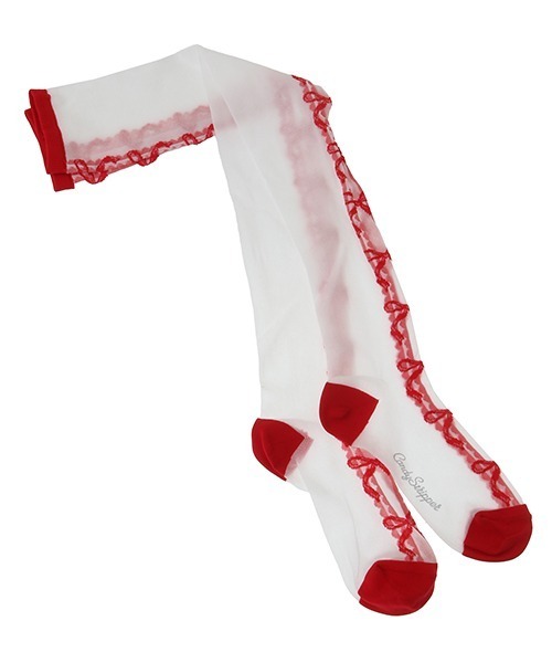 Candy Stripper(キャンディストリッパー)の「FANCY RIBBON SHEER KNEE HIGH ソックス(ソックス/靴下・レディース・レッド/ブルー/グレー・FREE)」の2枚目の写真