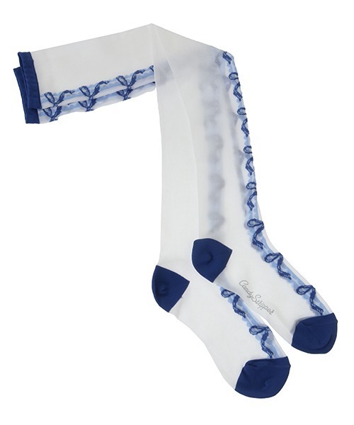 Candy Stripper(キャンディストリッパー)の「FANCY RIBBON SHEER KNEE HIGH ソックス(ソックス/靴下・レディース・レッド/ブルー/グレー・FREE)」の3枚目の写真