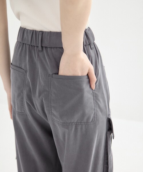 キュプラカーゴパンツ キュプラデザインカッティングカーゴパンツ(1 BLACK
