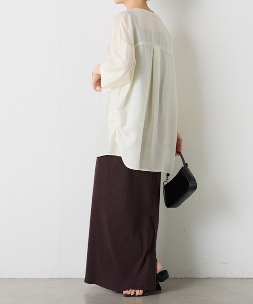COLLAGE GALLARDAGALANTE（コラージュガリャルダガランテ）の「ヴィンテージライクラペルカラー半袖シアーシャツ/WEB限定（シャツ/ブラウス・レディース・オフホワイト/ブラック/ブルー/ネイビー・FREE）」の10枚目の写真