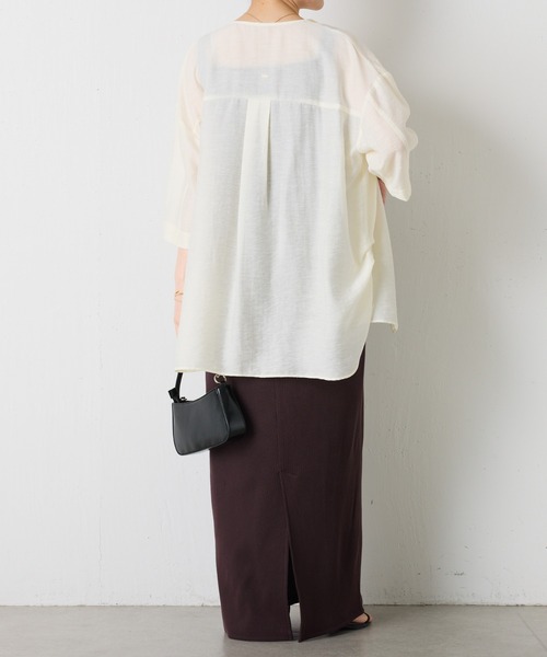 COLLAGE GALLARDAGALANTE（コラージュガリャルダガランテ）の「ヴィンテージライクラペルカラー半袖シアーシャツ/WEB限定（シャツ/ブラウス・レディース・オフホワイト/ブラック/ブルー/ネイビー・FREE）」の11枚目の写真