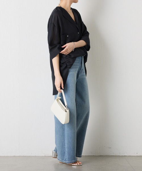 COLLAGE GALLARDAGALANTE（コラージュガリャルダガランテ）の「ヴィンテージライクラペルカラー半袖シアーシャツ/WEB限定（シャツ/ブラウス・レディース・オフホワイト/ブラック/ブルー/ネイビー・FREE）」の20枚目の写真