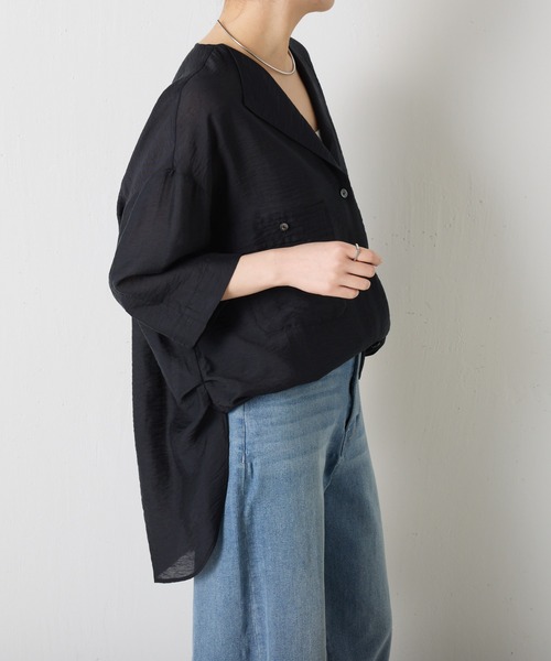 COLLAGE GALLARDAGALANTE（コラージュガリャルダガランテ）の「ヴィンテージライクラペルカラー半袖シアーシャツ/WEB限定（シャツ/ブラウス・レディース・オフホワイト/ブラック/ブルー/ネイビー・FREE）」の17枚目の写真