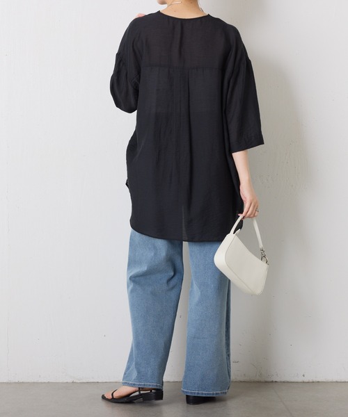 COLLAGEGALLARDAGALANTE 半袖シアーシャツ セール】ヴィンテージライクラペルカラー半袖シアーシャツ/WEB