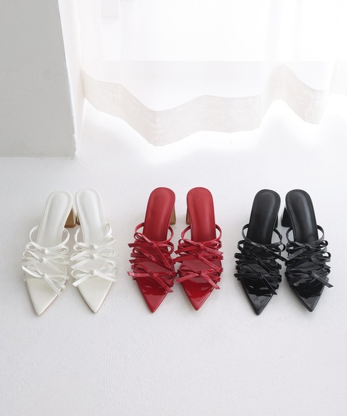 one after another NICE CLAUP（ワンアフターアナザーナイスクラップ）の「リボンサンダル（サンダル・レディース・オフホワイト/ブラック/レッド・L/M/S）」の22枚目の写真