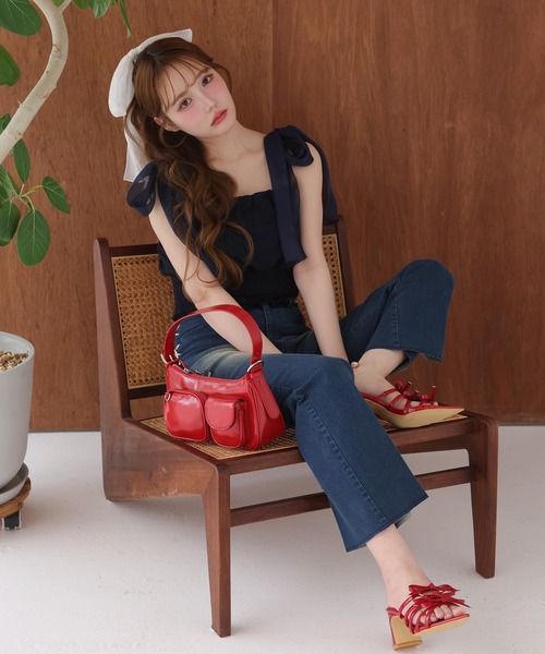 one after another NICE CLAUP（ワンアフターアナザーナイスクラップ）の「リボンサンダル（サンダル・レディース・オフホワイト/ブラック/レッド・L/M/S）」の16枚目の写真