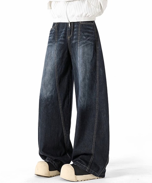 WESTBOY(ウエストボーイ)の「ルーズバギー ヴィンテージ加工 デニムパンツ/ワイドデニムパンツ WO25S9PT11【WB ORIGINALS】(デニムパンツ・メンズ・ブルー・L/M/XL)」の2枚目の写真