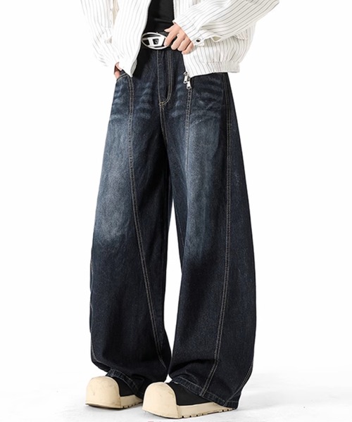 WESTBOY(ウエストボーイ)の「ルーズバギー ヴィンテージ加工 デニムパンツ/ワイドデニムパンツ WO25S9PT11【WB ORIGINALS】(デニムパンツ・メンズ・ブルー・L/M/XL)」の3枚目の写真