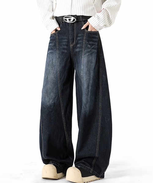 WESTBOY(ウエストボーイ)の「ルーズバギー ヴィンテージ加工 デニムパンツ/ワイドデニムパンツ WO25S9PT11【WB ORIGINALS】(デニムパンツ・メンズ・ブルー・L/M/XL)」の4枚目の写真