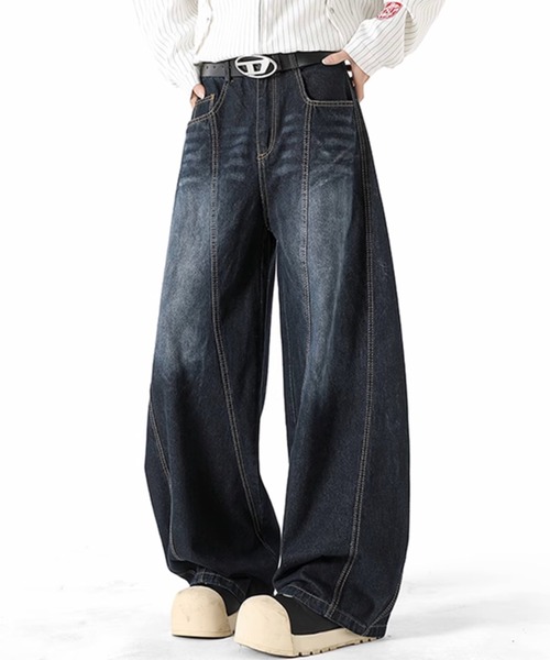 WESTBOY(ウエストボーイ)の「ルーズバギー ヴィンテージ加工 デニムパンツ/ワイドデニムパンツ WO25S9PT11【WB ORIGINALS】(デニムパンツ・メンズ・ブルー・L/M/XL)」の5枚目の写真