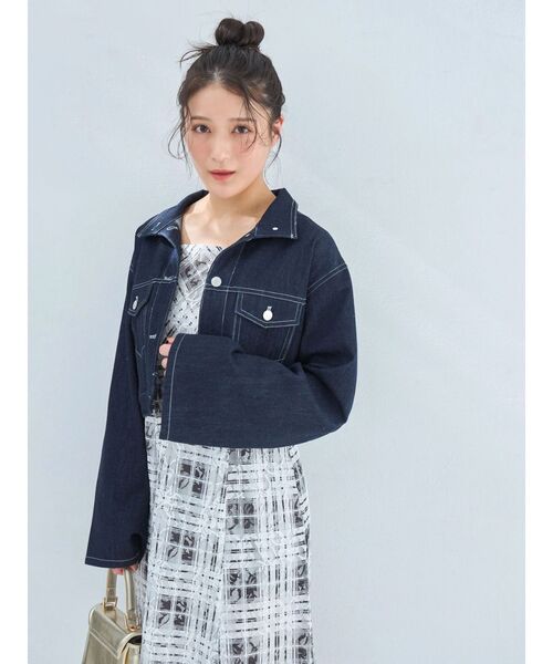 MERCURYDUO（マーキュリーデュオ）の「スタンドカラーコルセットデニムジャケット（デニムジャケット・レディース・ブルー/インディゴブルー・SMALL/MEDIUM）」の8枚目の写真