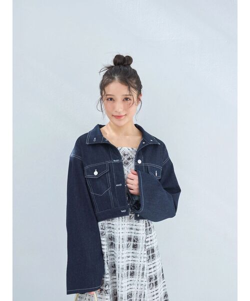 MERCURYDUO（マーキュリーデュオ）の「スタンドカラーコルセットデニムジャケット（デニムジャケット・レディース・ブルー/インディゴブルー・SMALL/MEDIUM）」の9枚目の写真