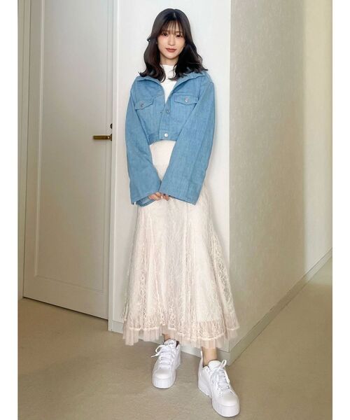 MERCURYDUO（マーキュリーデュオ）の「スタンドカラーコルセットデニムジャケット（デニムジャケット・レディース・ブルー/インディゴブルー・SMALL/MEDIUM）」の10枚目の写真