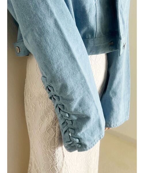 MERCURYDUO（マーキュリーデュオ）の「スタンドカラーコルセットデニムジャケット（デニムジャケット・レディース・ブルー/インディゴブルー・SMALL/MEDIUM）」の13枚目の写真