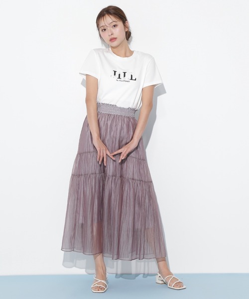 tシャツ オーガニックコットンビジューロゴTシャツ レディース JILL by STUART tシャツ オーガニックコットンビジューロゴT
